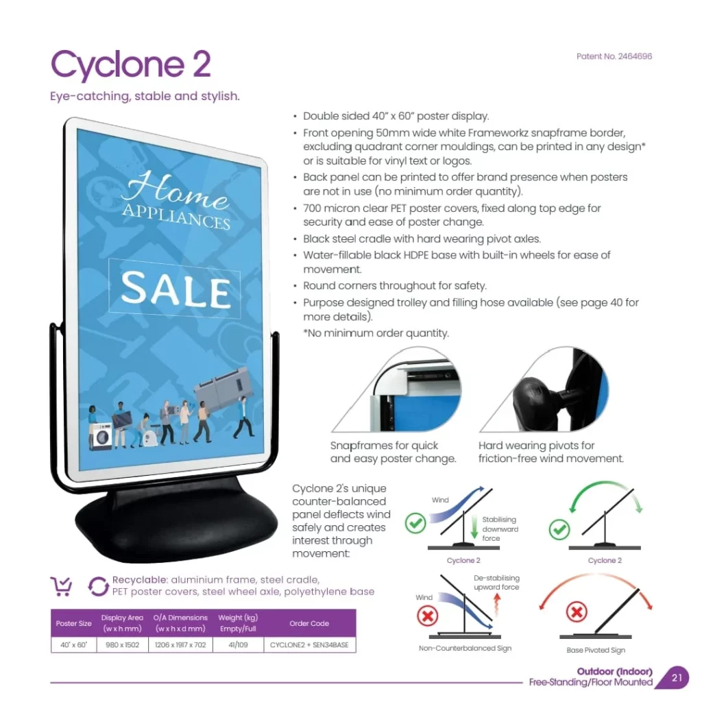capture attention with cyclone 2 poster display
